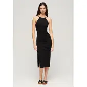 Superdry Femme Robe Mi-longue en Jersey Avec dos en Dentelle Noir Taille: 44