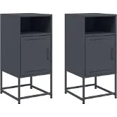 vidaXL Tables de chevet 2 pcs anthracite 36x39x78 cm acier