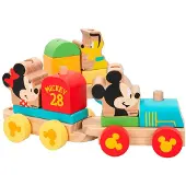 Woomax Mickey Y Minnie Wooden Train 14 Pieces Multicolore 18 Months Enfants