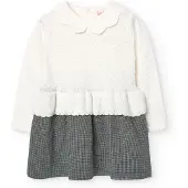 Boboli Knitwear Combined Long Sleeve Dress Blanc,Gris 24 Months Fille