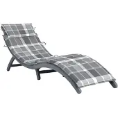 vidaXL Chaise longue avec support Gris Bois massif Acacia