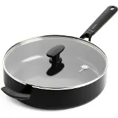 Greenpan Smart Collection Cocotte en céramique avec couvercle - sans PFAS, empilable Ø 28cm - passe au four & au lave-vaisselle, tous feux, noir