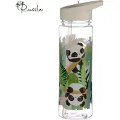 Puckator Gourde Bouteille 550ml Renforcé Blanc Panda Avec Paille Intégrée Et Rétractable
