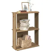 vidaXL Bibliothèque à 3 niveaux chêne artisanal 60x30x80 cm