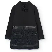 Boboli Combined Long Sleeve Dress Noir 7 Years Fille