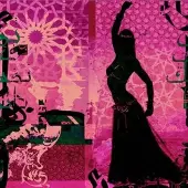 Safaary Peinture arabe danseuse du ventre rose