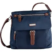 Tom Tailor Sac à bandoulière 'Rina' bleu foncé / marron châtaigne