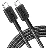 Anker Câble d'alimentation et de données , USB Type-C (T) vers USB Type-C (T), 1,8 m, débit de transfert de 480 Mbps, 60 W, gaine en nylon tressée, noir, « A81F6G11 »
