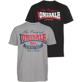 Lonsdale T-Shirt 'Gearach' bleu / gris chiné / rouge / noir