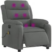 vidaXL Fauteuil de massage électrique Tissu gris foncé