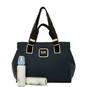 Bagmori Sac à langer bleu foncé / noir / blanc