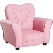HOMCOM Banc pour enfants chaise haute mini banc princesse en forme de coeur banc pour chambre d'enfant avec 310-025