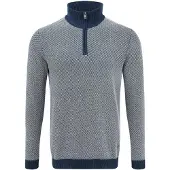 !Solid Pull-over 'Duncan' bleu foncé / blanc