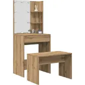 vidaXL Ensemble de coiffeuse avec lampes LED Chêne Artisan Matériau dérivé du bois
