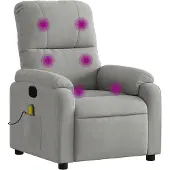 vidaXL Fauteuil de massage gris clair tissu microfibre