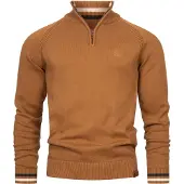 INDICODE JEANS Pull-over ' Swift ' bleu marine / caramel / blanc