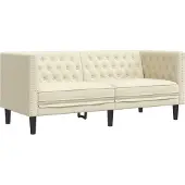 vidaXL Canapé Chesterfield 2 places crème similicuir