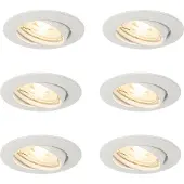 QAZQA Lot de 6 spots encastrés blancs GU10 35 mm - Edu