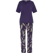 LASCANA Pyjama beige / olive / violet foncé / rose ancienne