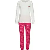 LASCANA Pyjama noisette / rouge vif / noir / blanc