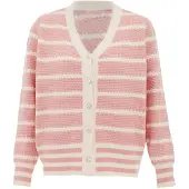 SANIKA Cardigan rose / blanc