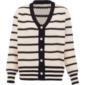 SANIKA Cardigan noir / blanc cassé