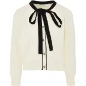 NAEMI Cardigan noir / blanc cassé