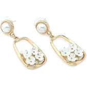 SOHI Boucles d'oreilles 'Anstey' or / blanc naturel