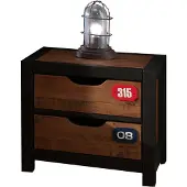 Vipack Table de chevet Alex industriel avec 2 tiroirs - brun/noir