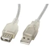 Lanberg Câble d'extension USB 2.0 AM-AF 1,8 m Ferrite Transparent