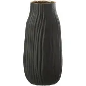 J-Line Vase rainures verre noir/or medium