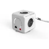 Allocacoc PowerCube Extended WiFi, unité de distribution d'alimentation Type E, 4 prises, 1.5m, blanc/gris POWERCUBE EXTENDED WIFI TYPE E (9720/FREXWF)