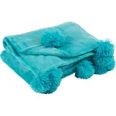 J-Line Plaid pompon polyester azur