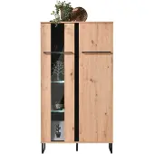 Poldimar Armoire vitrée Hoggas 84cm 2 portes - chêne/noir