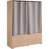 Parisot Armoire Eggo 152cm avec rideaux - brun