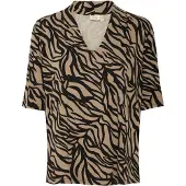 Fransa Chemisier 'FLORA' beige foncé / noir