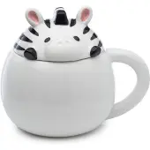 Puckator Adoramals Zebra piepsender Tier-Deckel Tasse aus Dolomit-Keramik