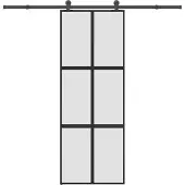 vidaXL Porte coulissante avec ferrure 76x205 cm verre trempé & aluminium