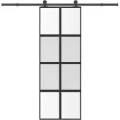 vidaXL Porte coulissante avec ferrure 76x205 cm verre trempé & aluminium