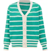 SANIKA Cardigan vert / blanc