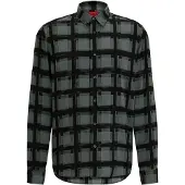 HUGO Chemise 'Emero' graphite / vert / noir