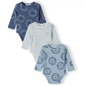 MINOTI Barboteuse / body bleu clair / blanc