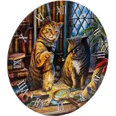 Lisa Parker Purrlock Holmes horloge à images de chat