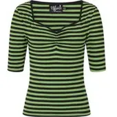 Hell Bunny T-shirt manches longues Rockabilly de - Haut Warlock - XS - XL - pour Femme - vert/noir - Taille L