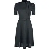 Voodoo Vixen Robe mi-longue Rockabilly de - Robe Nœud Au Col Noire Pois Posie - M - 4XL - pour Femme - noir - Taille XXL