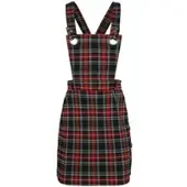 Hell Bunny Robe mi-longue Gothic de - Robe Salopette Clash - XS - XL - pour Femme - noir/rouge - Taille XS