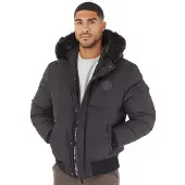 Closure London Veste Matelassée Homme avec Capuche en fourrure noire
