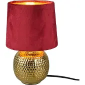 Reality Lampe de table SPOHIA dorée et rouge, 1xE14x40W, tissu, dimensions : 26x16x16 cm, IP20, RL