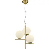 TRIO Lampe à suspension Pure laiton mat avec boules blanches