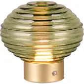 TRIO Lampe de table LED Earl vert et laiton 2 W, blanc chaud, 100 lm, verre, dimensions : 14,5 x 15,5 x 15,5 cm, IP20, RL